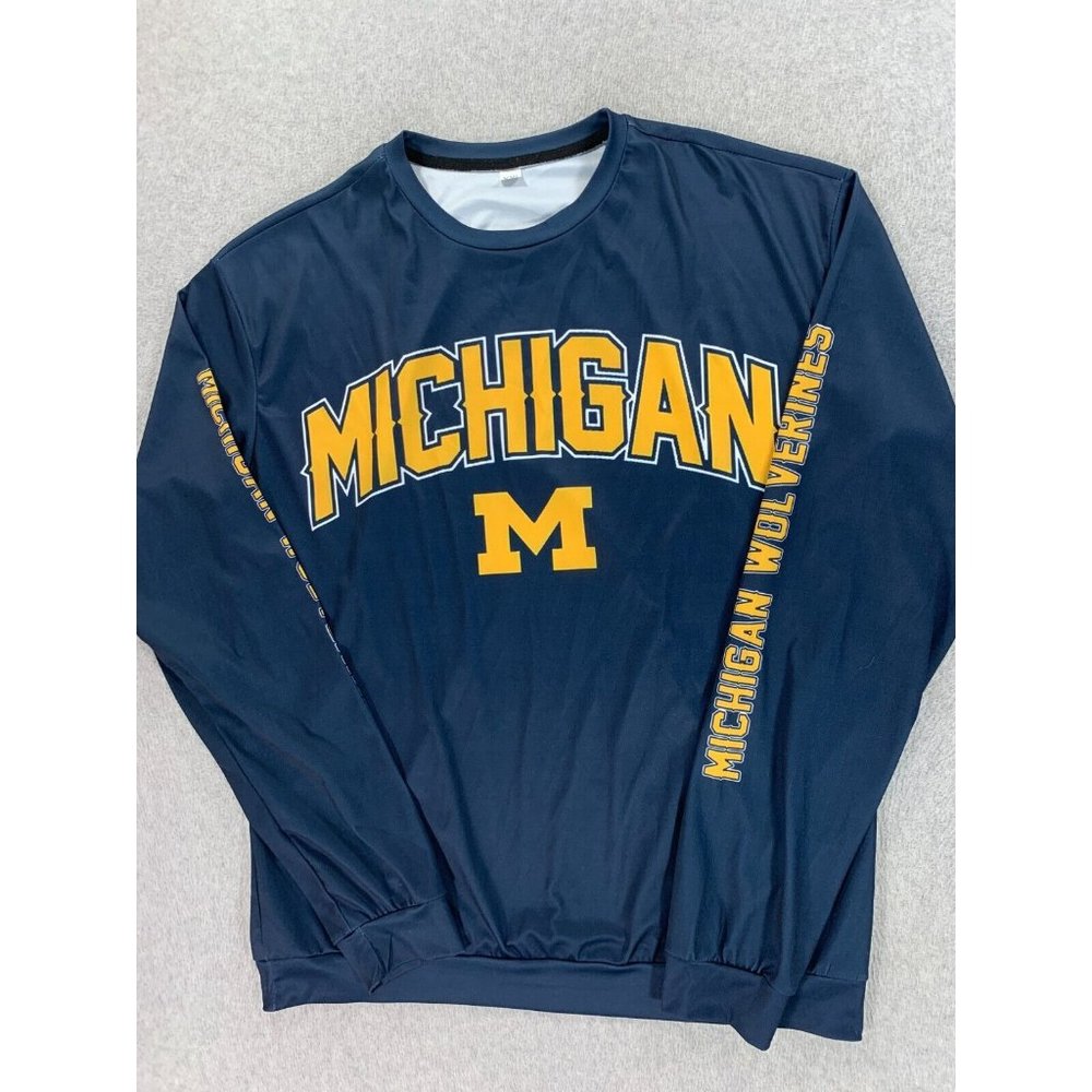 Michigan Wolverines Light Weight Football Crew Pullover Shirt‎ (Men's XXL) Blue